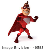 #49583 Royalty-Free (Rf) Illustration Of A 3d Red Superhero Standing And Punching