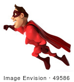 #49586 Royalty-Free (Rf) Illustration Of A 3d Red Superhero Flying - Pose 1
