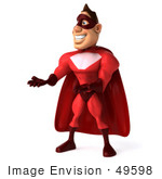 #49598 Royalty-Free (Rf) Illustration Of A 3d Red Superhero Gesturing - Pose 2