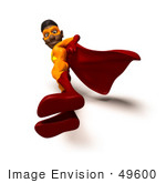 #49600 Royalty-Free (Rf) Illustration Of A 3d Black Superhero Standing And Looking Down