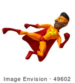 #49602 Royalty-Free (Rf) Illustration Of A 3d Black Superhero Doing A Flying Kick