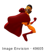 #49605 Royalty-Free (Rf) Illustration Of A 3d Black Superhero Kicking Forward