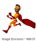 #49610 Royalty-Free (Rf) Illustration Of A 3d Black Superhero Runing And Clenching His Fists - Version 1
