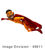 #49611 Royalty-Free (Rf) Illustration Of A 3d Black Superhero Flying - Version 2