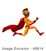 #49614 Royalty-Free (Rf) Illustration Of A 3d Black Superhero Runing And Clenching His Fists - Version 2