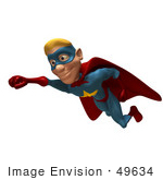 #49634 Royalty-Free (Rf) Illustration Of A 3d Male Star Superhero Mascot Flying - Version 1