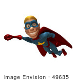 #49635 Royalty-Free (Rf) Illustration Of A 3d Male Star Superhero Mascot Flying - Version 2