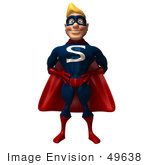 #49638 Royalty-Free (Rf) Illustration Of A 3d Male Super Guy Mascot Standing And Facing Front