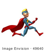 #49640 Royalty-Free (Rf) Illustration Of A 3d Superman Running With Fists Clenched