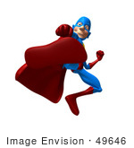 #49646 Royalty-Free (Rf) Illustration Of A 3d Masked Superhero Kicking - Version 2