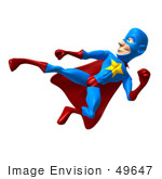 #49647 Royalty-Free (Rf) Illustration Of A 3d Masked Superhero Kicking - Version 6