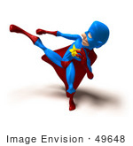 #49648 Royalty-Free (Rf) Illustration Of A 3d Masked Superhero Kicking - Version 5