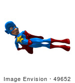 #49652 Royalty-Free (Rf) Illustration Of A 3d Masked Superhero Doing A Flying Side Kick