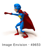 #49653 Royalty-Free (Rf) Illustration Of A 3d Masked Superhero Punching - Version 3