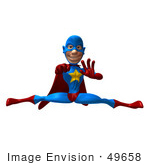 #49658 Royalty-Free (Rf) Illustration Of A 3d Masked Superhero Punching And Doing The Splits