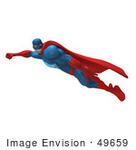 #49659 Royalty-Free (Rf) Illustration Of A 3d Powerful Superhero Flying - Version 2