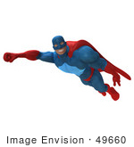 #49660 Royalty-Free (Rf) Illustration Of A 3d Powerful Superhero Flying - Version 3