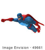 #49661 Royalty-Free (Rf) Illustration Of A 3d Powerful Superhero Flying - Version 4