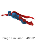 #49662 Royalty-Free (RF) Illustration Of A 3d Powerful Superhero Flying - Version 1 by Julos