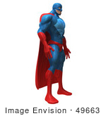 #49663 Royalty-Free (Rf) Illustration Of A 3d Powerful Superhero Standing And Facing Right