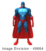 #49664 Royalty-Free (Rf) Illustration Of A 3d Powerful Superhero Standing And Facing Front - Version 1