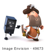 #49673 Royalty-Free (Rf) Illustration Of A 3d Computer Tower Character Chasing A Pirate