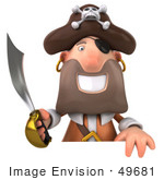 #49681 Royalty-Free (Rf) Illustration Of A 3d Pirate With A Sword Holding A Blank Sign