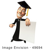 #49694 Royalty-Free (Rf) Illustration Of A 3d College Graduate Holding A Blank Diploma - Version 3