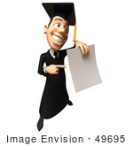 #49695 Royalty-Free (Rf) Illustration Of A 3d College Graduate Holding A Blank Diploma - Version 5