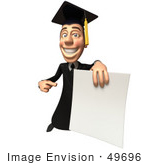 #49696 Royalty-Free (Rf) Illustration Of A 3d College Graduate Holding A Blank Diploma - Version 4