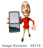 #49715 Royalty-Free (Rf) Illustration Of A 3d White Man Using A Cell Phone - Version 4