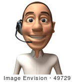 #49729 Royalty-Free (Rf) Illustration Of A 3d Young White Man Wearing A Headset - Version 2