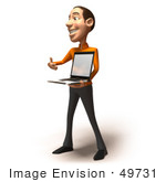 #49731 Royalty-Free (Rf) Illustration Of A 3d White Man Holding A Laptop - Version 2