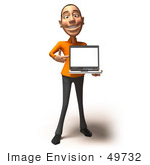 #49732 Royalty-Free (Rf) Illustration Of A 3d White Man Holding A Laptop - Version 3
