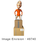 #49740 Royalty-Free (Rf) Illustration Of A 3d White Man Moving Boxes On A Dolly - Version 4