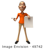 #49742 Royalty-Free (Rf) Illustration Of A 3d White Man Holding A Contract - Version 1