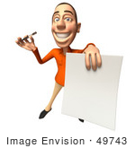 #49743 Royalty-Free (Rf) Illustration Of A 3d White Man Holding A Contract - Version 4