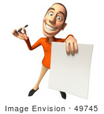 #49745 Royalty-Free (Rf) Illustration Of A 3d White Man Holding A Contract - Version 3