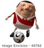 #49762 Royalty-Free (Rf) Illustration Of A 3d Chubby Soccer Player Kicking A Ball - Version 1