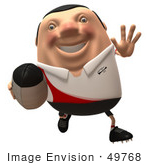 #49768 Royalty-Free (Rf) Illustration Of A 3d Chubby Rugby Mascot Running - Version 1
