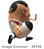 #49769 Royalty-Free (Rf) Illustration Of A 3d Chubby Rugby Mascot Running - Version 3