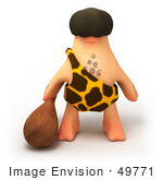 #49771 Royalty-Free (Rf) Illustration Of A 3d Caveman Mascot Carrying A Club - Version 3