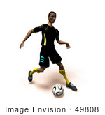 #49808 Royalty-Free (Rf) Illustration Of A 3d Athletic Man Kicking A Soccer Ball - Version 3