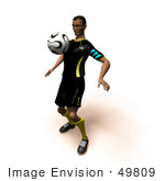 #49809 Royalty-Free (Rf) Illustration Of A 3d Athletic Man Bouncing A Soccer Ball Off Of His Chest- Version 1