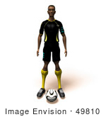 #49810 Royalty-Free (Rf) Illustration Of A 3d Athletic Man Standing With A Soccer Ball At His Feet- Version 1