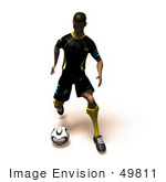 #49811 Royalty-Free (Rf) Illustration Of A 3d Athletic Man Kicking A Soccer Ball - Version 4