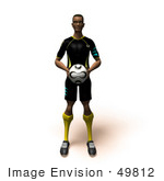 #49812 Royalty-Free (Rf) Illustration Of A 3d Athletic Man Holding A Soccer Ball - Version 3