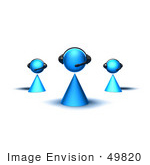 #49820 Royalty-Free (Rf) Illustration Of A Group Of Three 3d Blue Avatar Customer Service Characters - Version 1