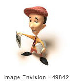 #49842 Royalty-Free (Rf) Illustration Of A 3d News Boy Holding Up A Newspaper - Version 7