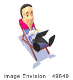 #49849 Royalty-Free (Rf) Illustration Of A 3d Man Sunbathing And Using A Laptop - Version 3